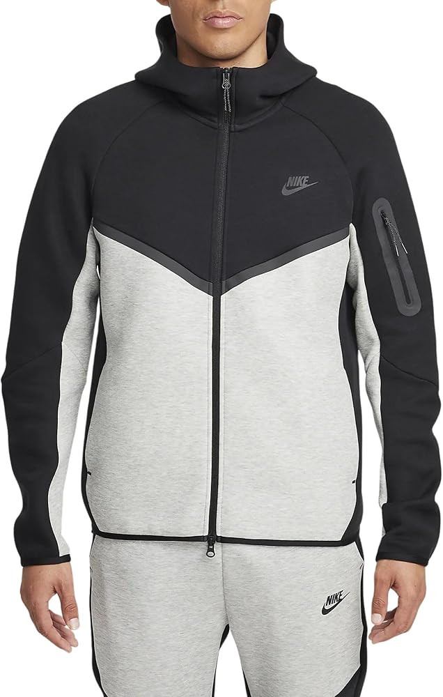 Nike Tech Men's Full-Zip Windrunner Hoodie (HV0949-011, Black/Dark Grey Heather/Black) | Amazon (US)