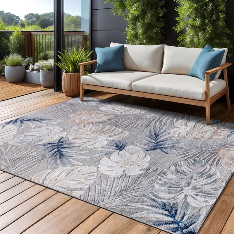Chartier Gray / Blue Indoor / Outdoor Rug | Wayfair North America