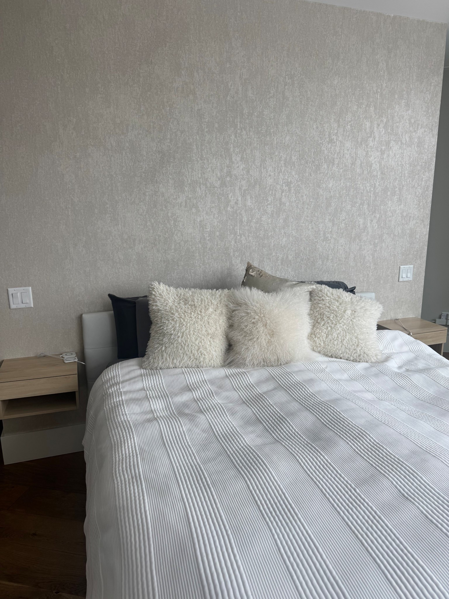 Love these simple engineered wood floating nightstands! 

#LTKcanada #LTKhome