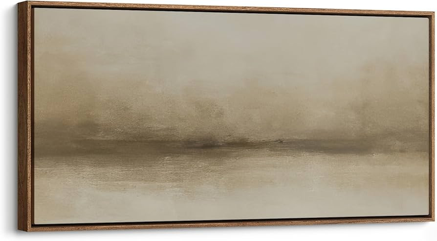 wall26 Extra Large Framed Wall Art Canvas Print - Neutral Taupe Horizon Abstract Wall Decor - Con... | Amazon (US)
