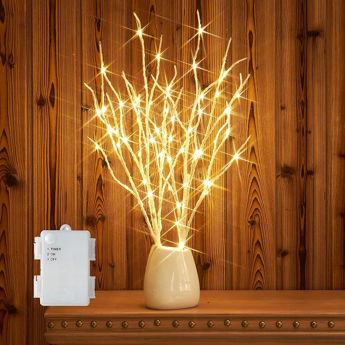 Hairui Lighted Birch Branches 18IN 70 White Willow LED Battery Operated with Timer Twig Lights fo... | Amazon (US)