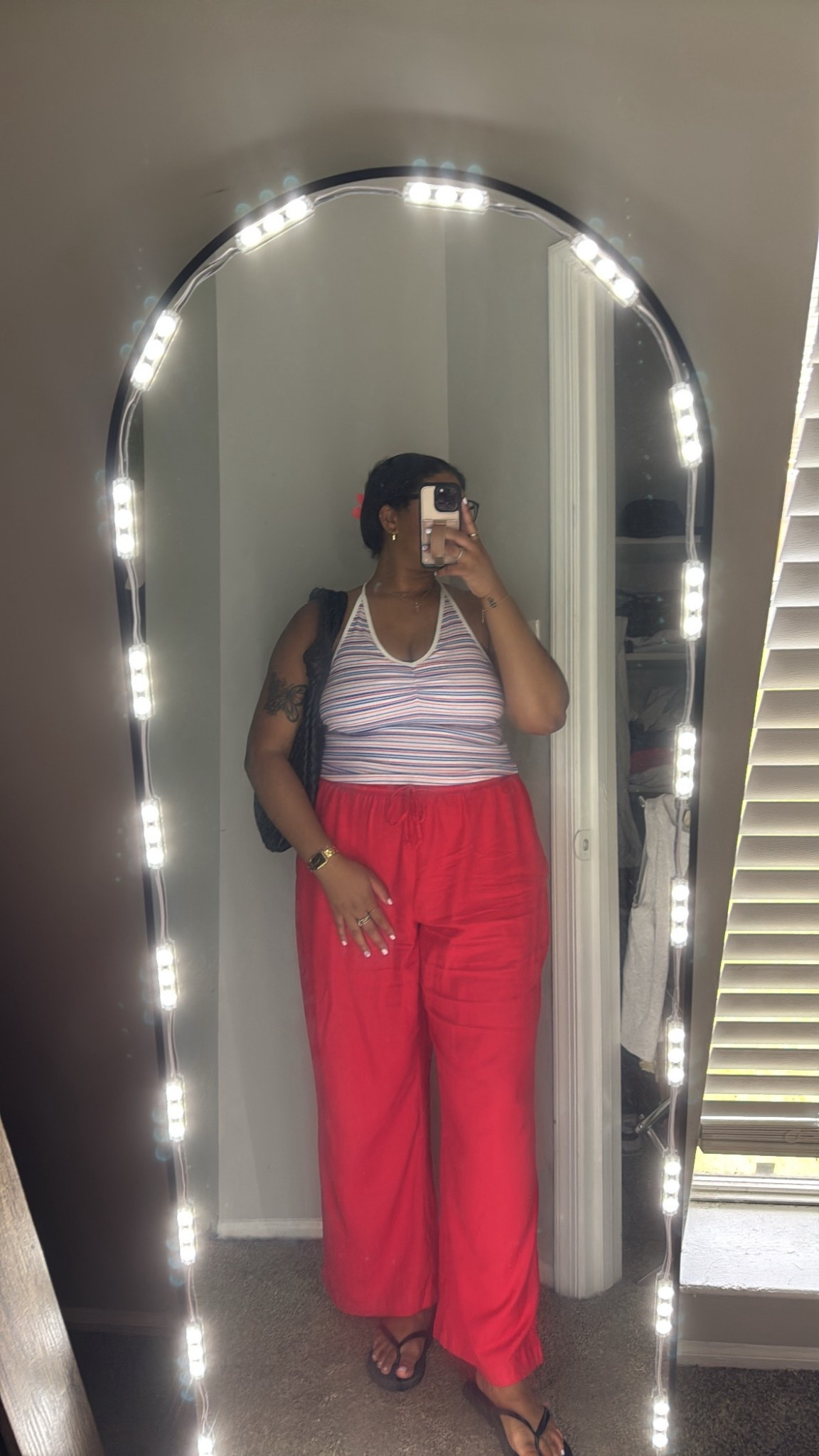 Living in linen and stripes this summer ☀️
This halter is from Old Navy, pants are Target (and soooo lightweight), and I threw on my go-to flip flops and tote for a casual day out.
Comfy, cute, and heat-proof 🫶🏾

#LTKsummer #LTKcasual #TargetStyle #OldNavyStyle #LinenSeason #OOTD #EverydayStyle

#LTKU #LTKFindsUnder50 #LTKStyleTip