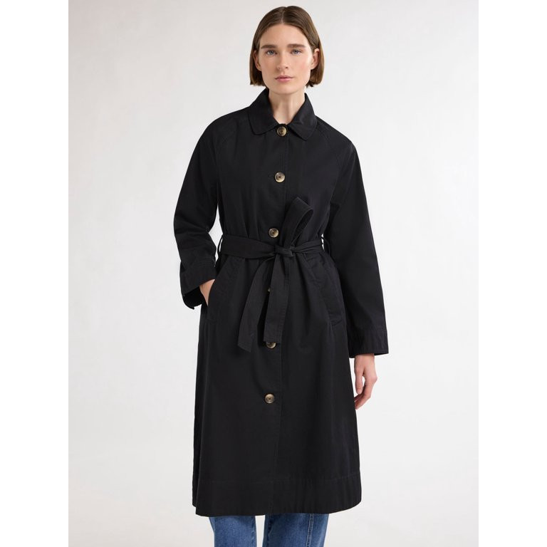 Free Assembly Women’s and Women's Plus Cotton Trench Coat, Sizes XS-4X | Walmart (US)