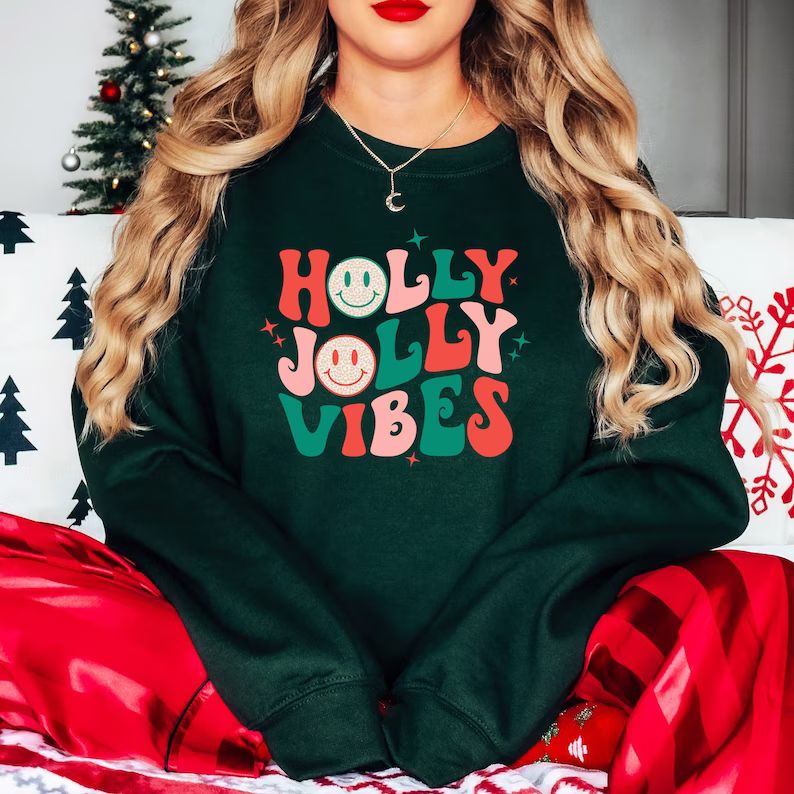 Cozy Holly Jolly Vibes Christmas Sweatshirt for Winter Cheer - Etsy | Etsy (US)