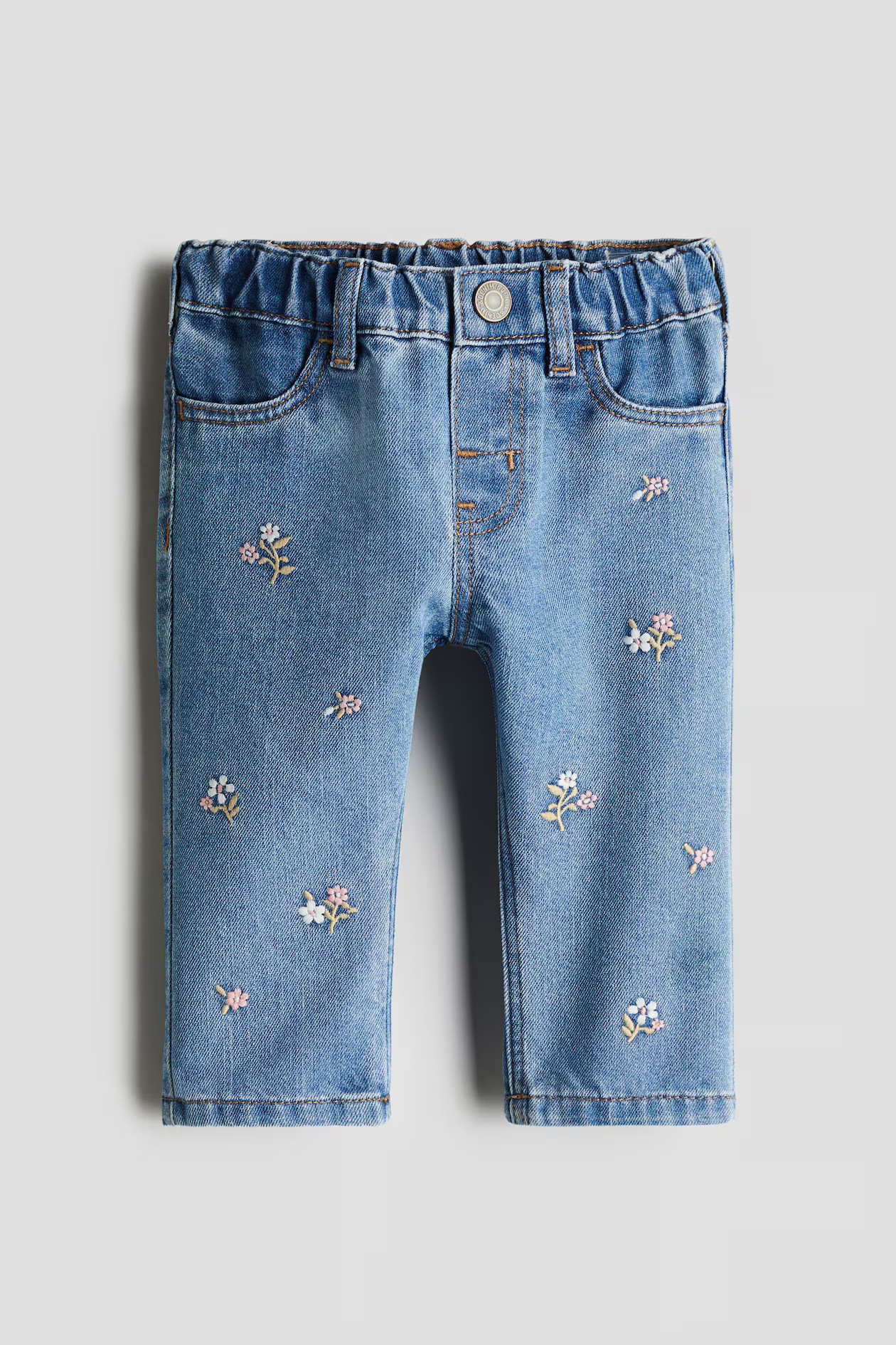 Jeans mit Stickereien - Denimblau/Blumen - Kids | H&M AT | H&M (DE, AT, CH, NL, FI)