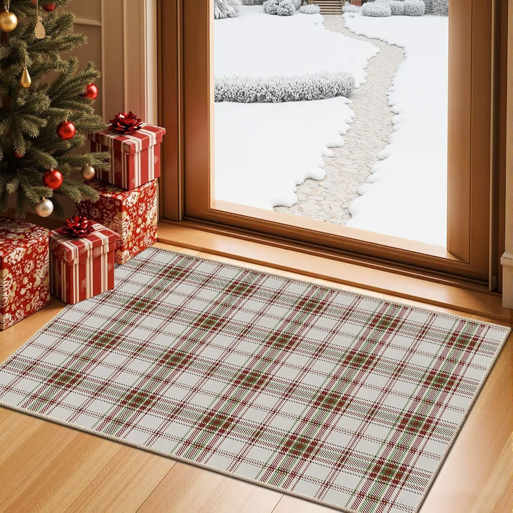 Christmas Rug for Entryway Bathroom, 2x3 Kitchen Rug Washable Christmas Tree Santa Claus Door Mat... | Amazon (US)