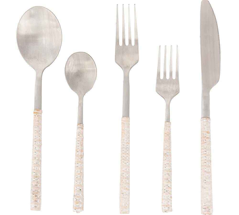 Tava Handwoven Stainless Steel Flatware - Set of 5 | Pottery Barn (US)