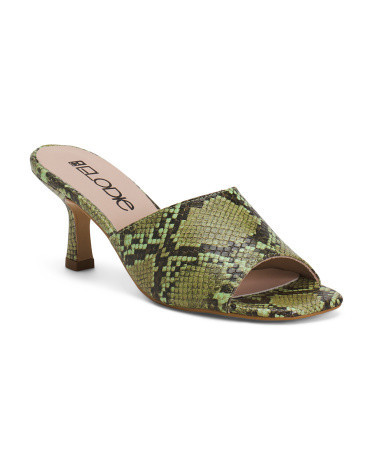 Leather Snake Print 1 Band Sandals With Kitten Heel For Women | TJ Maxx
