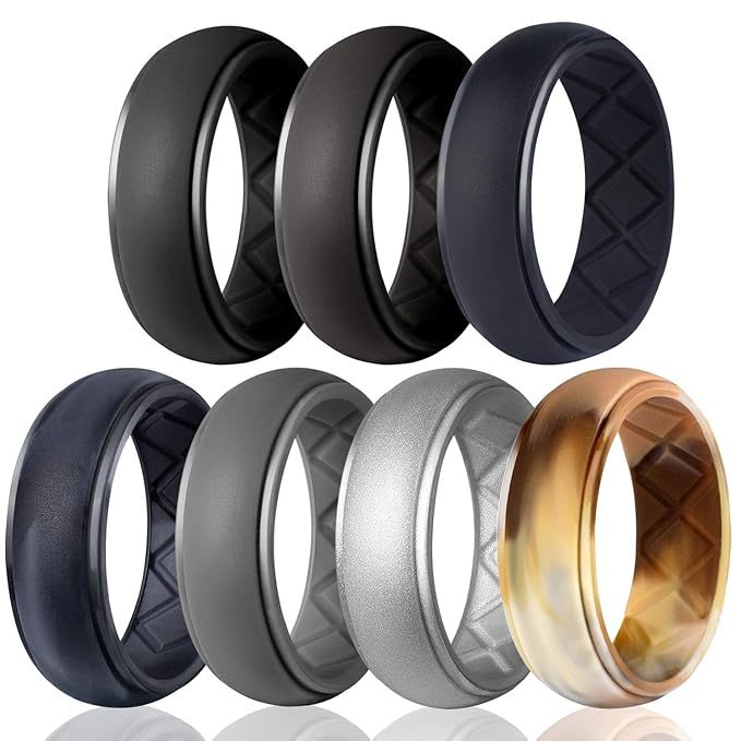 Egnaro Silicone Wedding Ring for Men, Particularly Breathable Mens' Rubber Wedding Bands, Size 8 ... | Amazon (US)