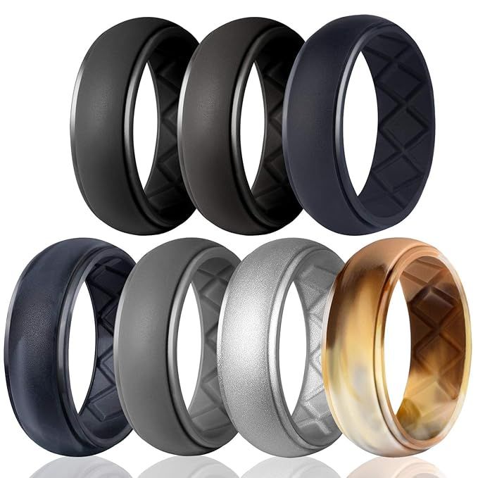 Egnaro Silicone Wedding Ring for Men, Particularly Breathable Mens' Rubber Wedding Bands, Size 8 ... | Amazon (US)