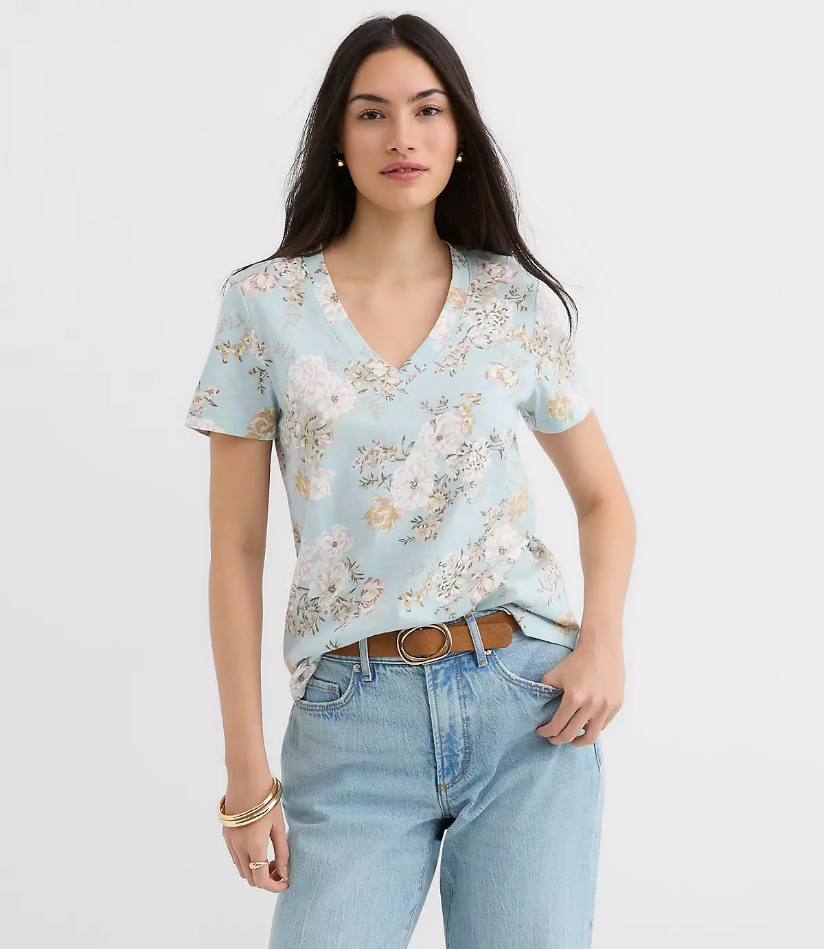 Floral Everyday V-Neck Tee | LOFT