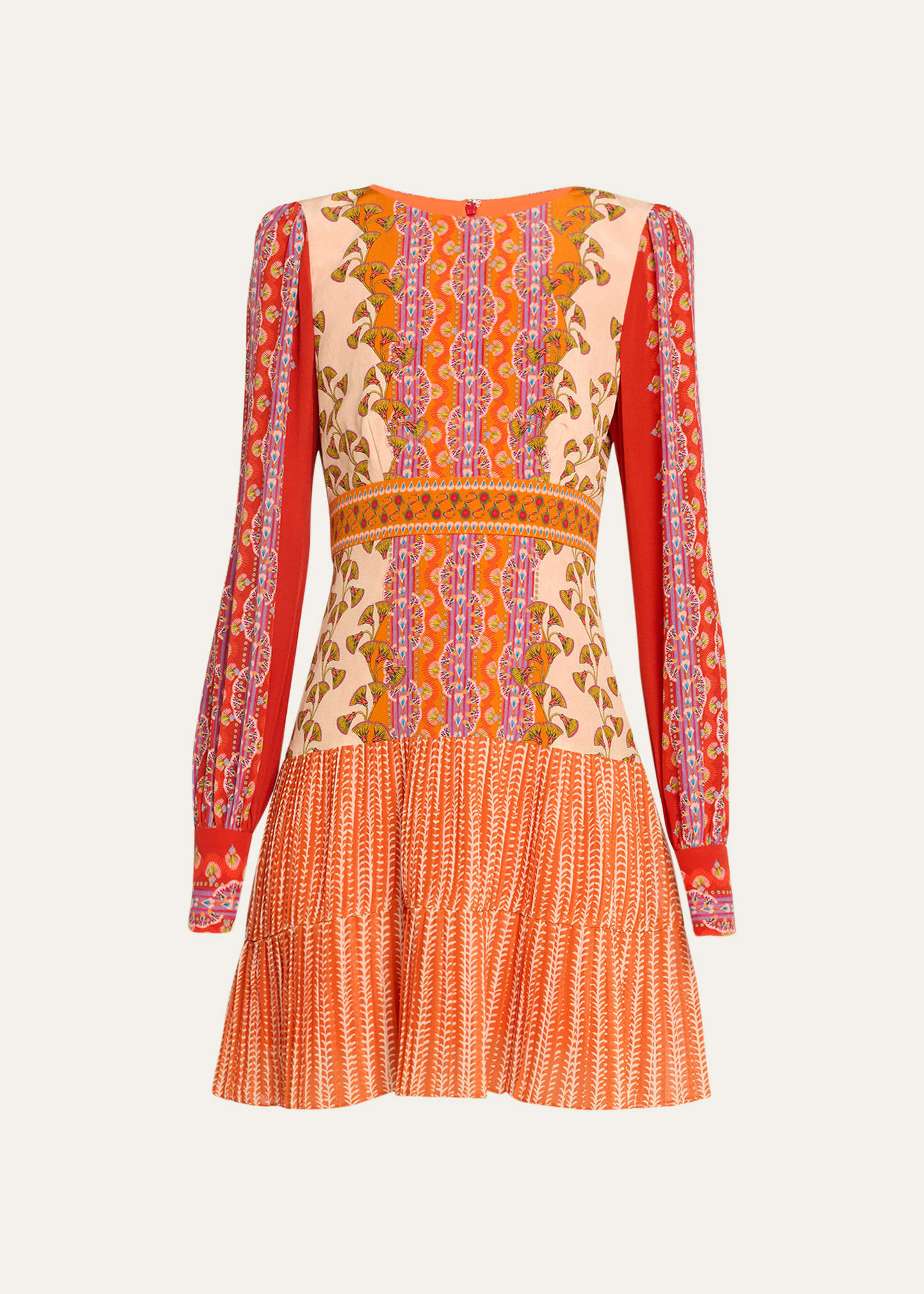 Saloni Vera Mixed-Print Flounce Midi Dress | Bergdorf Goodman