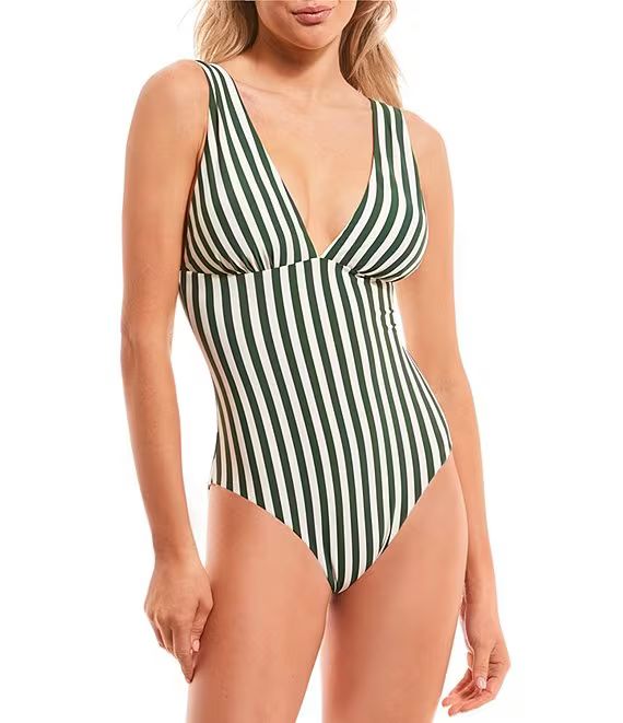 Antonio Melani x The Nat Note Stripe Print Deep V-Neck One Piece Swimsuit | Dillard's | Dillard's