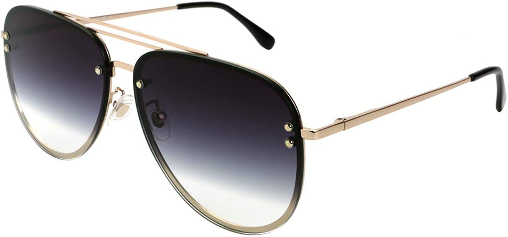 VIVIENFANG Oversized Rimless Aviator Sunglasses Metal Frame with Spring Hinges, Designer Inspired... | Amazon (US)
