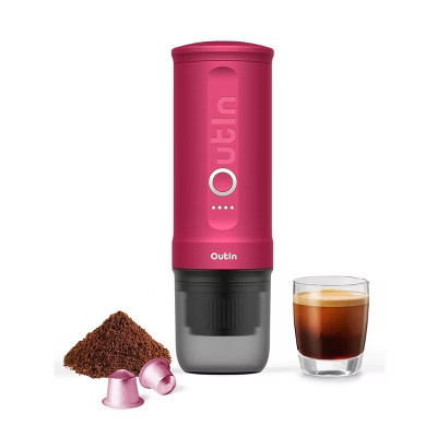 OutIn Nano Self Heating Portable Electric Espresso 20 Bar Coffee Machine Fuchsia Pink | Target