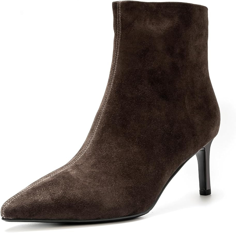ONEENO Women's Classic Pointed Toe Heels Suede Ankle Boots | Amazon (US)