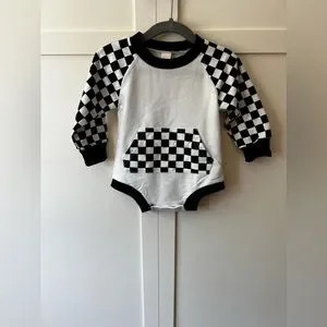 Checkered Black & White Baby Long Sleeve Romper- Size 6-12 Months | Poshmark