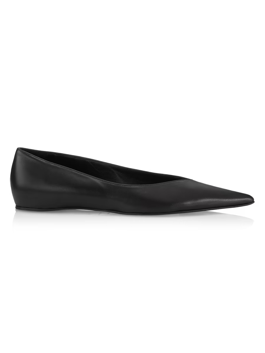 Shop Toteme Asymmetric Leather Ballerina Flats | Saks Fifth Avenue | Saks Fifth Avenue