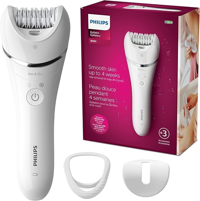 Philips Beauty Epilator Series 8000 for Women, with 3 Accessories, BRE700/04 | Amazon (US)