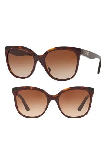 Women's Burberry Marblecheck 55Mm Polarized Square Sunglasses - Bordeaux Gradient | Nordstrom