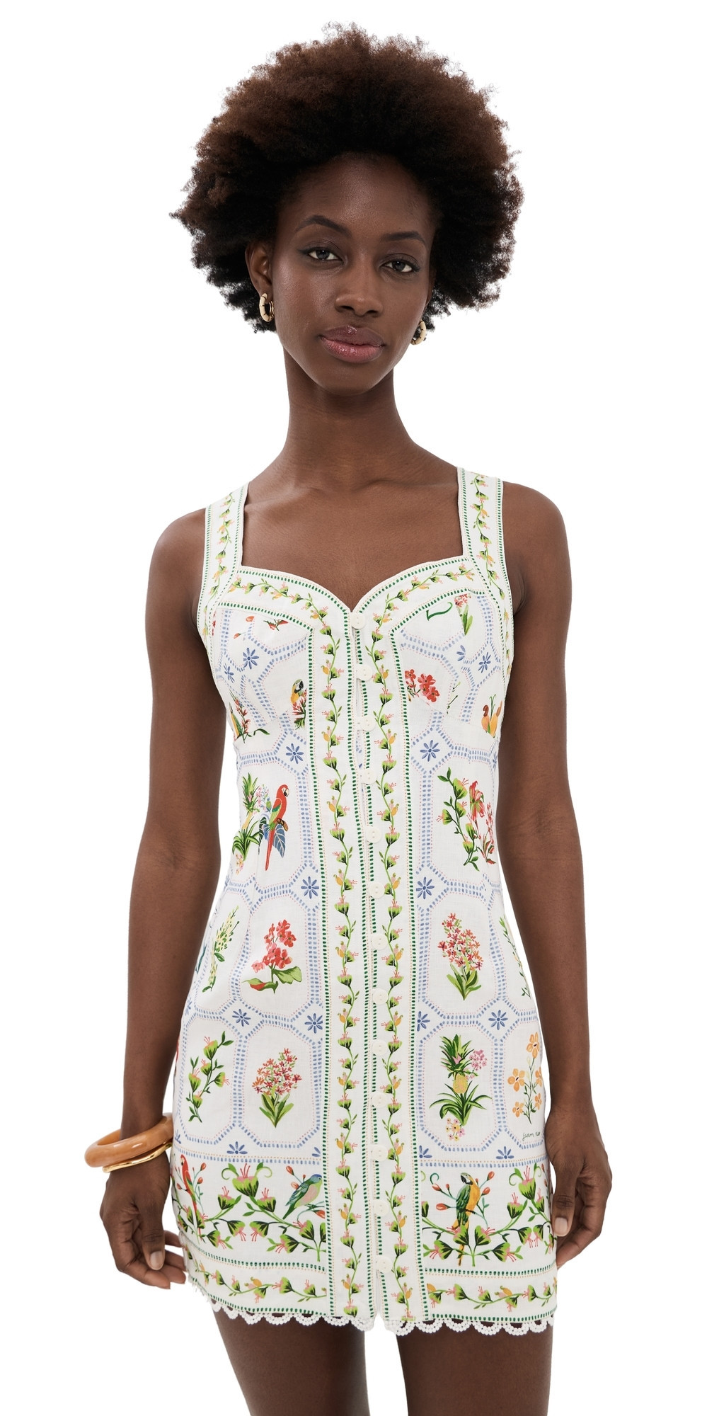 FARM Rio Tropical Mini Dress Tropical Porcelain Off-White XL | Shopbop