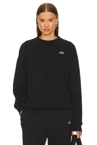 alo Accolade Crew Neck Pullover Sweatshirt in Black from Revolve.com | Revolve Clothing (Global)