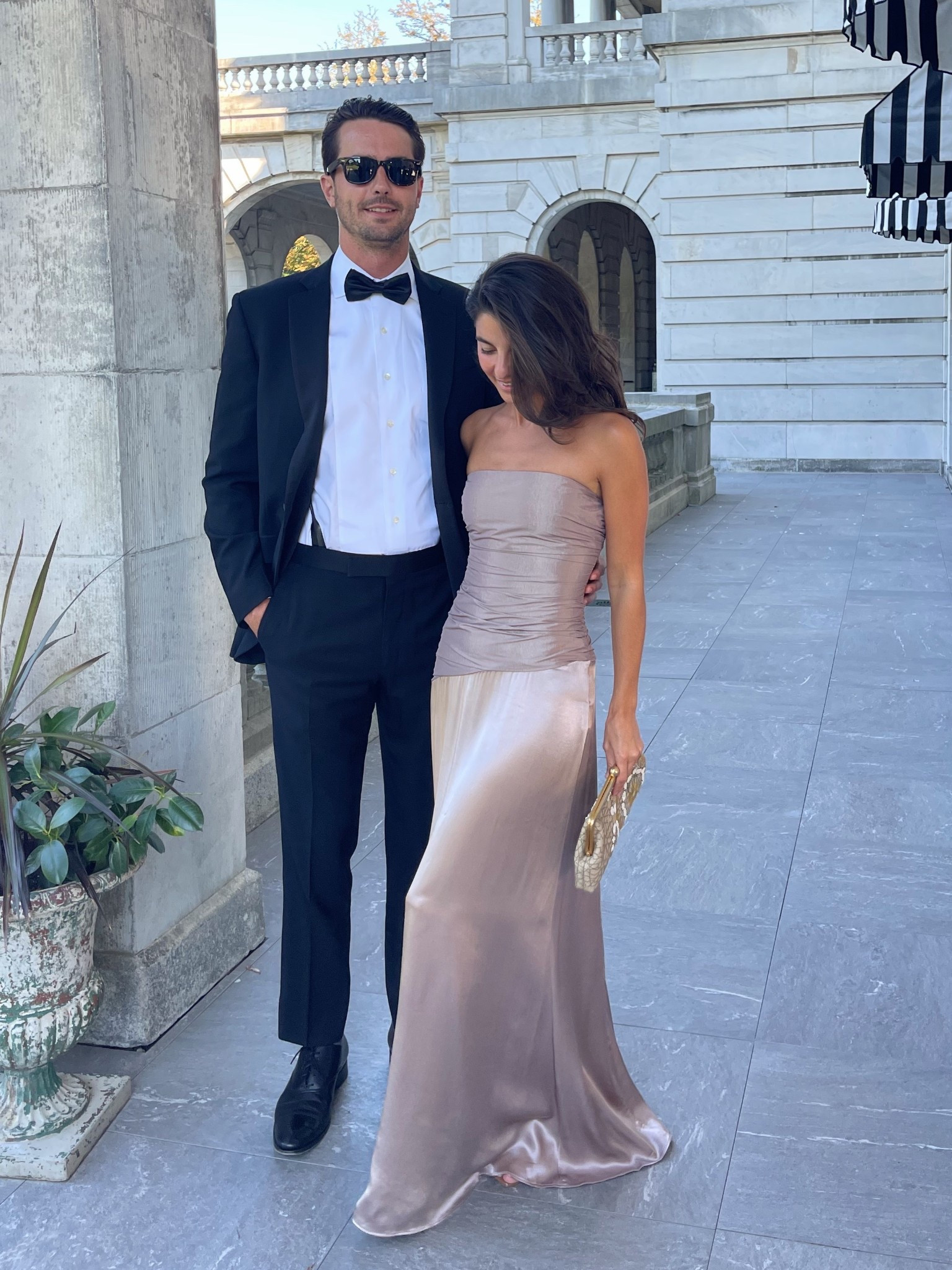 [8/27/25] from the weekend 🤍 celebrating love 

Dress is on sale! Code VIVIANEMESHKI for 15% off! Wearing xxs in dress - Serena Strapless Tafetta Maxi Dress, available in 3 colors!

Bag is from a small business @sarahsbags on Instagram! 