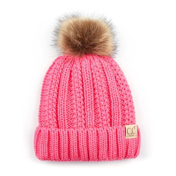 Kids' C.C Fleece Lined Pom Beanie One Size Pink | Scheels