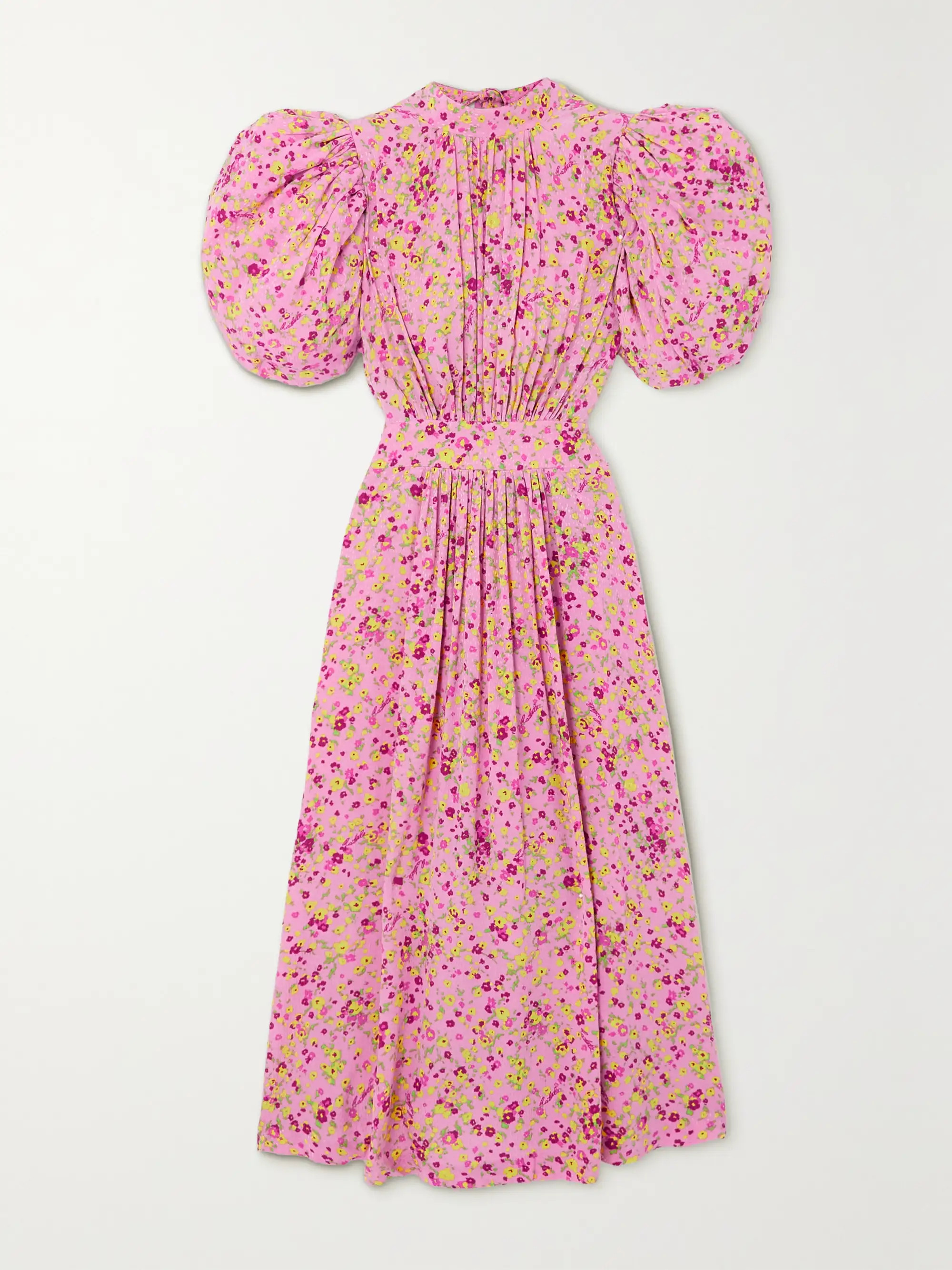 Noon gathered floral-jacquard midi dress | NET-A-PORTER (US)