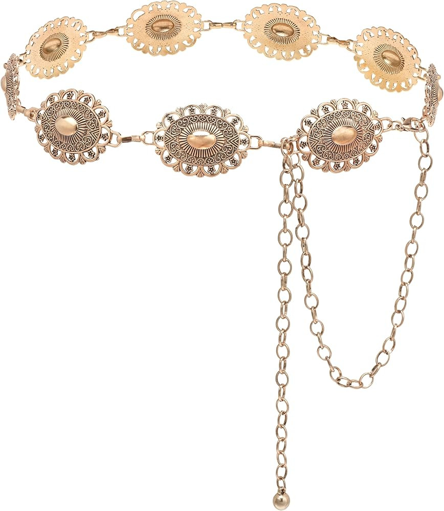 NEOREAL Metal Waist Chain Retro Fashion Body Belly Belt Gold Silver Belts Jewelry Accessories for... | Amazon (US)