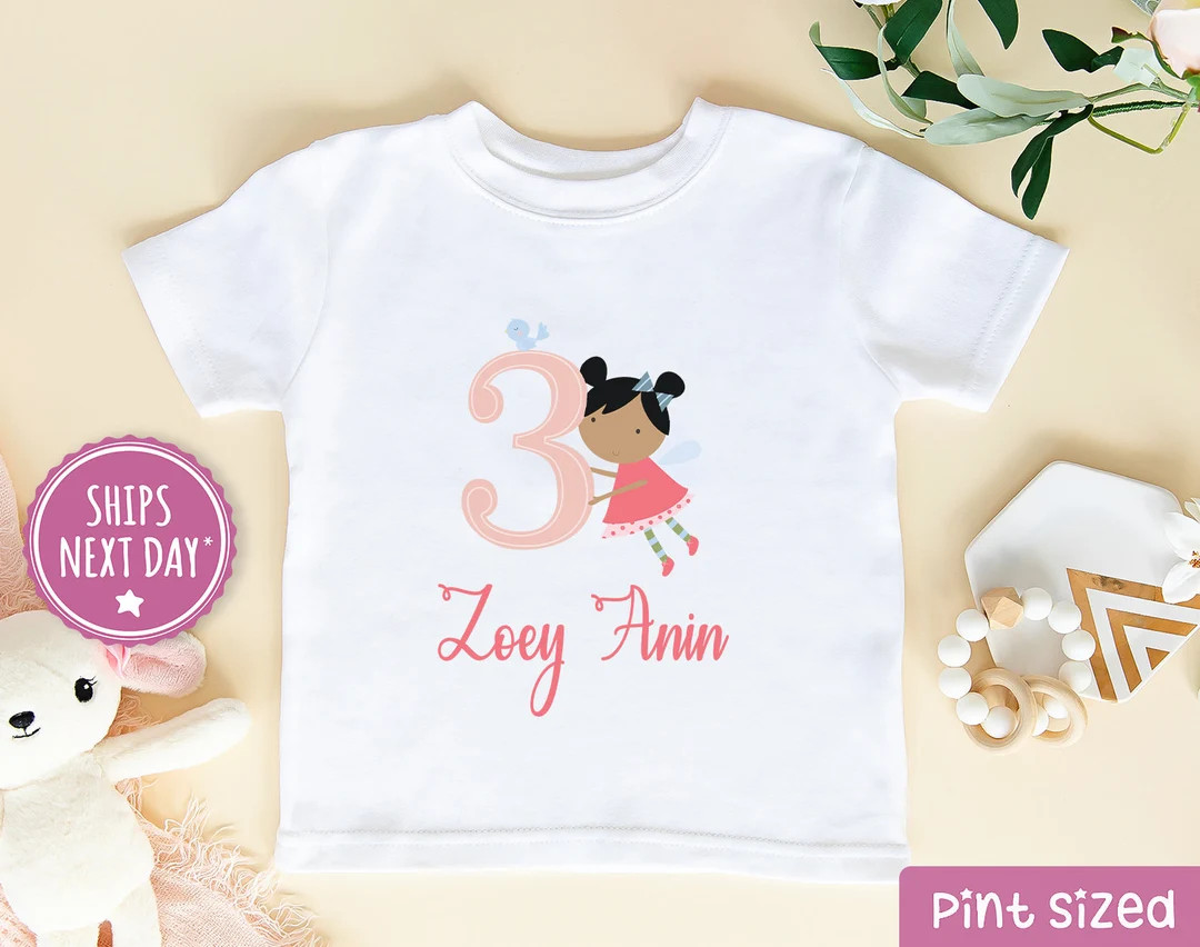 Personalized 3rd Birthday Girl Raglan 3/4 Shirt - Custom 3 Year Old Fairy Girl Shirt - Second Bir... | Etsy (US)