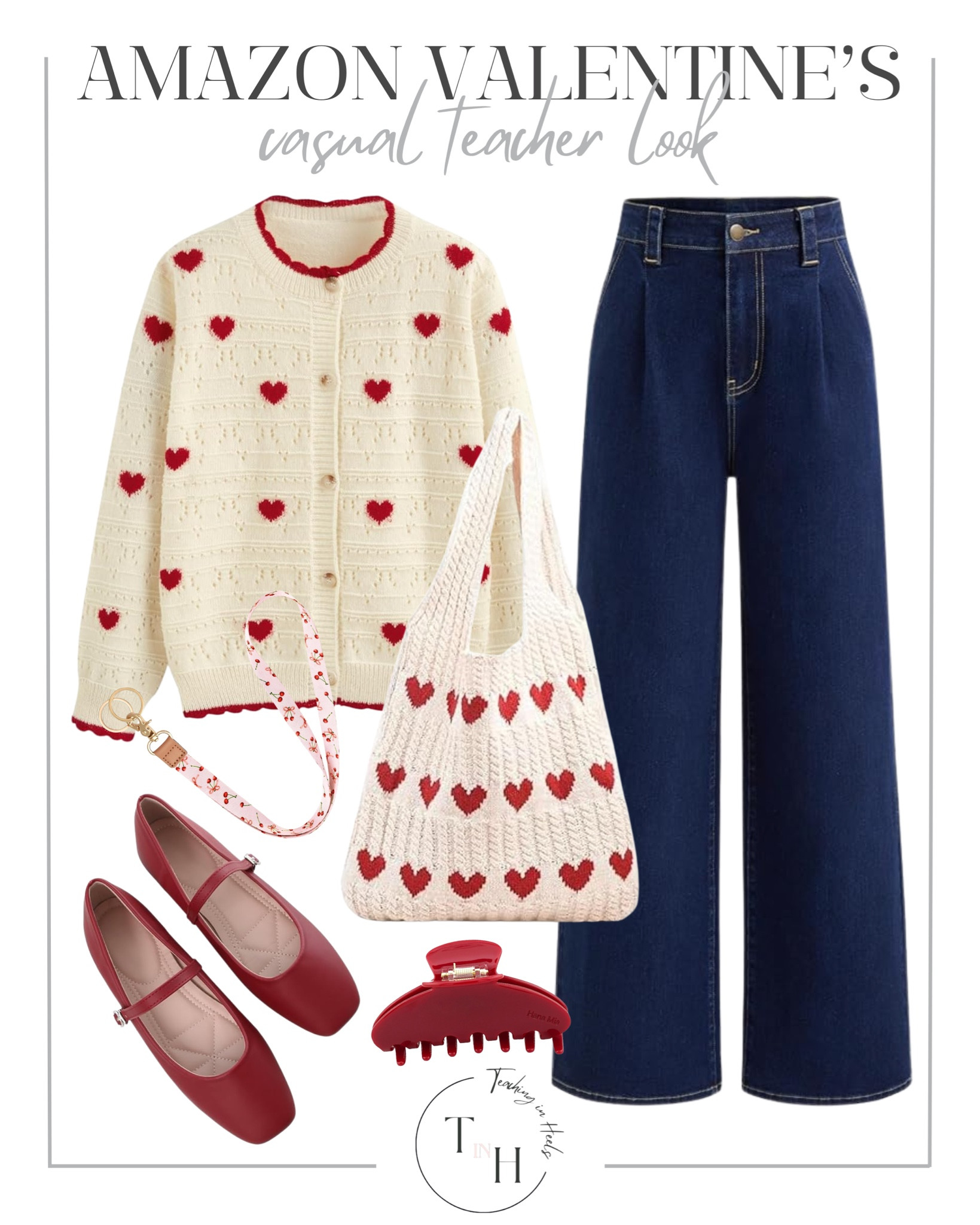 Valentine’s Day teacher casual look

Valentine’s Day casual outfit
pink knit sweater look
heart graphic sweatshirt
denim and cozy layers
neutral cardigan with jeans
red flats or sneakers
gold jewelry accents
soft lounge-to-street outfit
effortless date-day look

#LTKSaleAlert #LTKHoliday #LTKootd