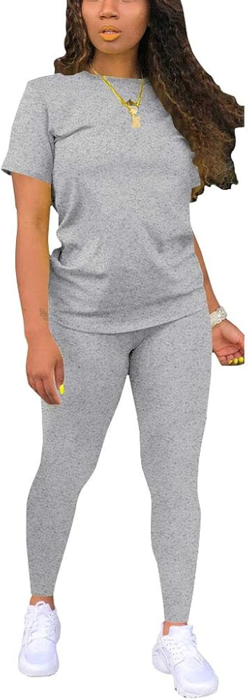 Nimsruc Biker Short Sets Women 2 Piece Outfits Summer Short Sleeve Jogger Tracksuit | Amazon (US)