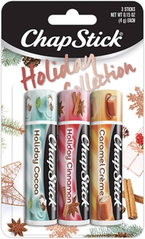 Chapstick Holiday Collection 2017, Pack of 3, Holiday Cinnamon, Caramel Creme & Holiday Cocoa, 0.... | Amazon (US)