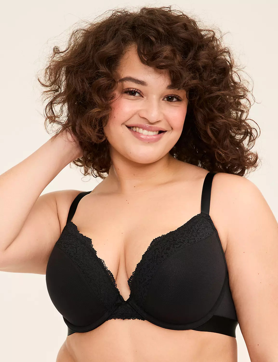 Cotton Boost Plunge Bra With Lace | LaneBryant | Lane Bryant (US)