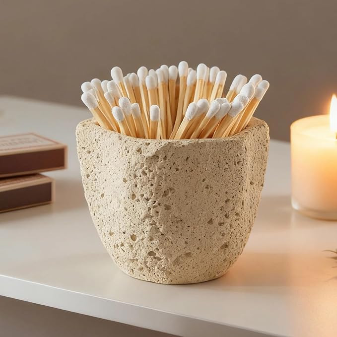 Amazon.com: Augonla 3.34” x 2.95” x 2.36” Concrete Match Holder with Striker, Box of Matche... | Amazon (US)
