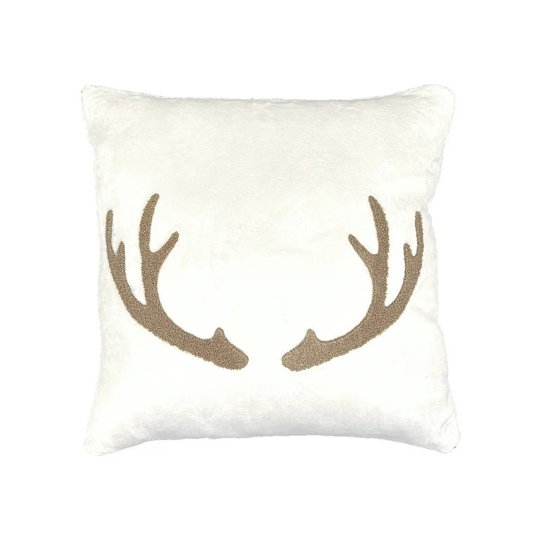 Mainstays 18" x 18" Decorative Antler Pillow, Ivory, (1 count) | Walmart (US)