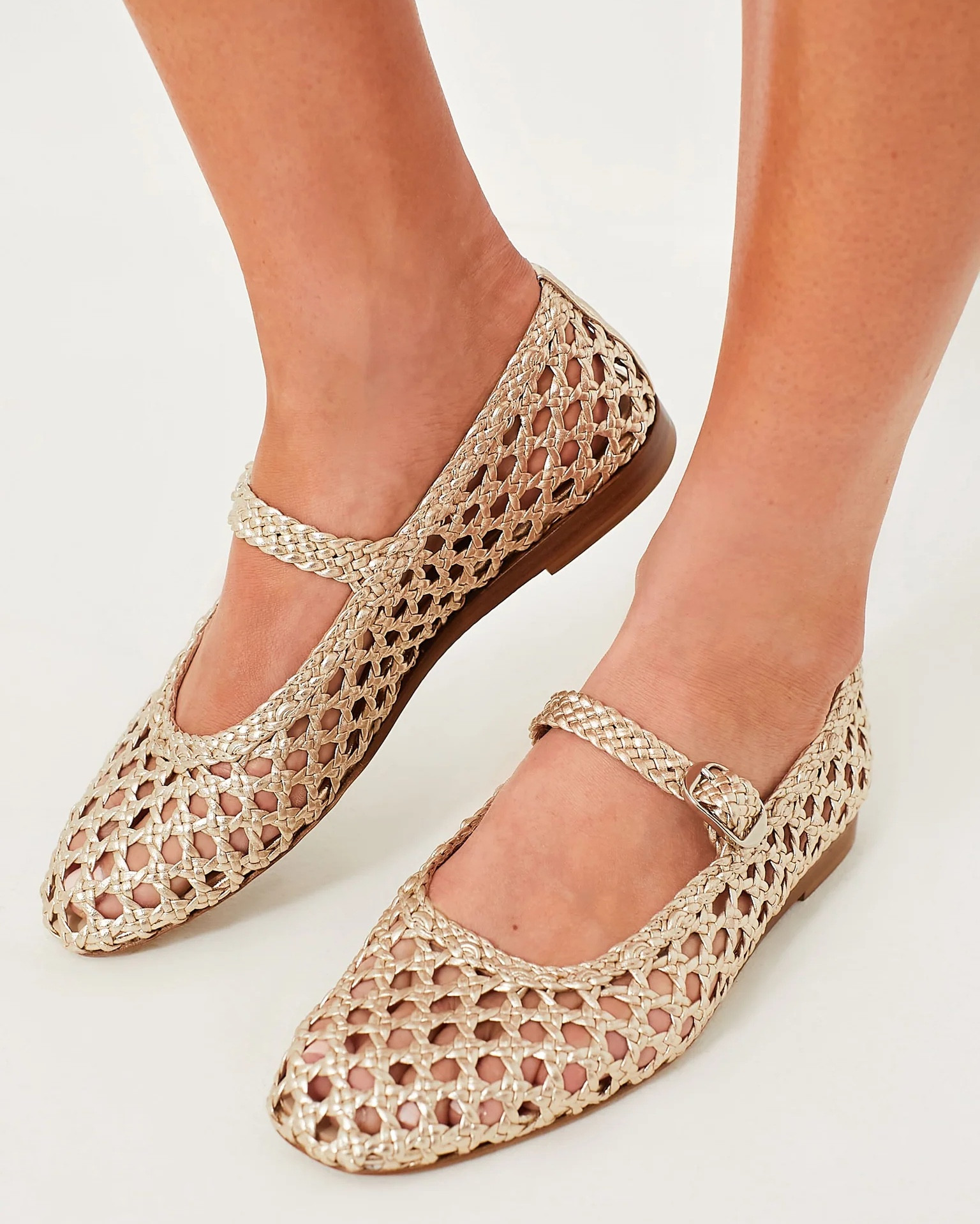 Gold Woven Mary Jane Flats Curated On Ltk