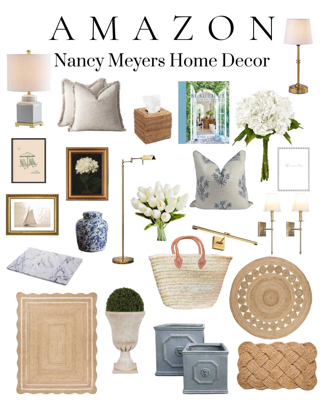 Beautiful Nancy Meyers home decor finds, including hydrangeas, rugs, front porch planters, lighting, wall art, pillow covers, and more -- all with charming Nancy Meyers style and a timeless aesthetic!



#LTKHome #LTKFindsUnder50 #LTKSummerEdit