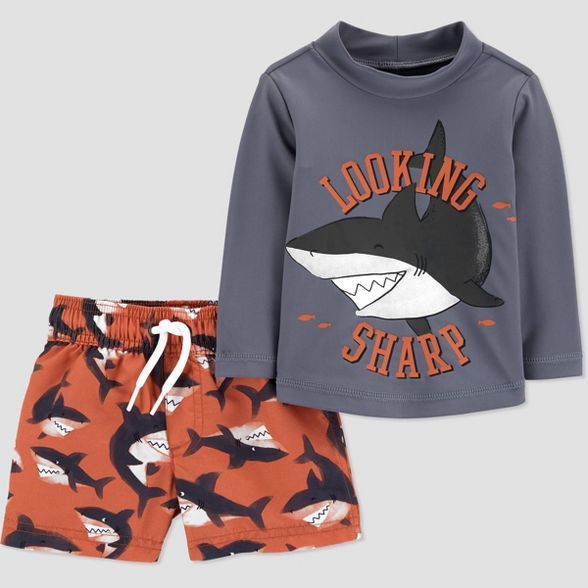 Baby Boys' Shark Print Long Sleeve Rash Guard Set - Just One You® made by carter's Gray | Target
