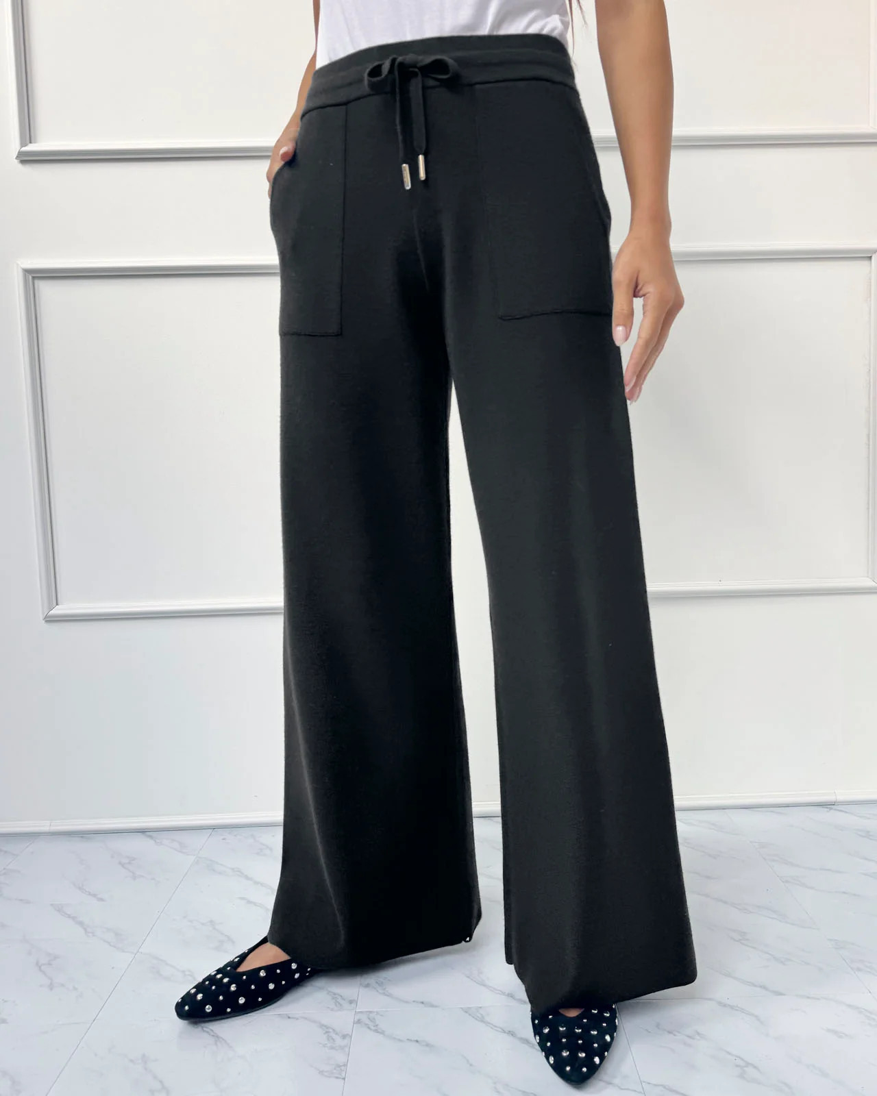Splendid - Splendid x @Cellajaneblog Sweater Wide Leg Pant - Black | Splendid