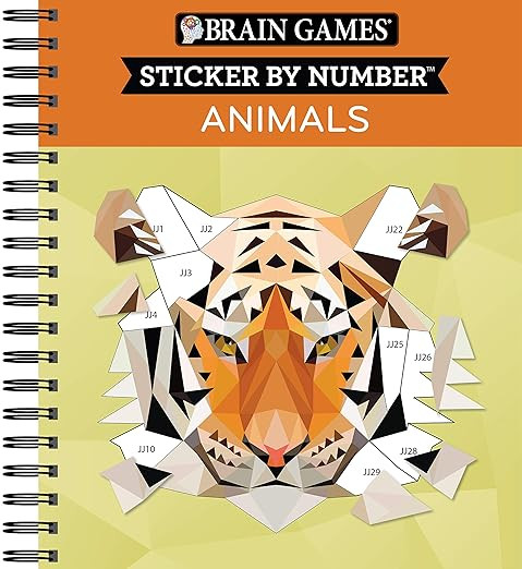 Brain Games - Sticker by Number: Animals - 2 Books in 1 (42 Images to Sticker) | Amazon (US)