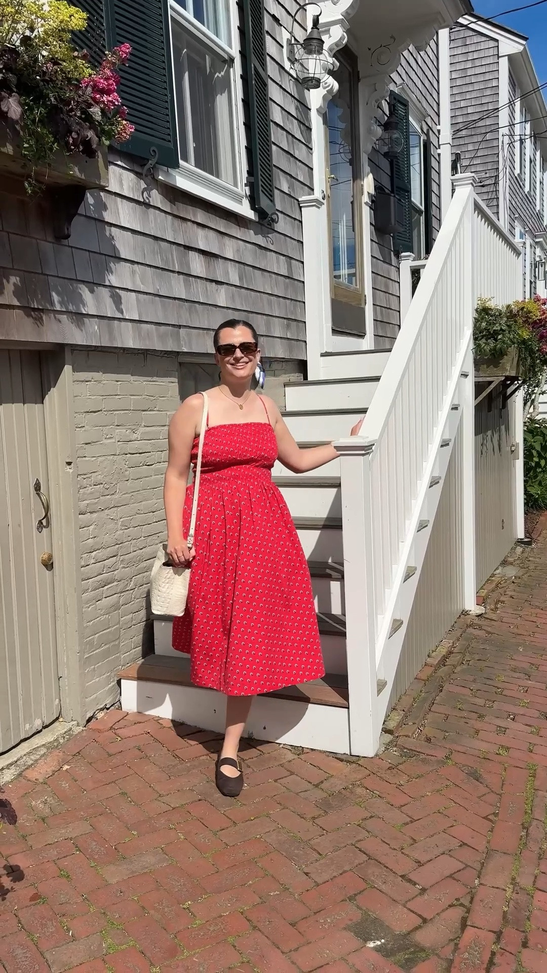 What I wore on Nantucket last Saturday! This red Madewell midi dress is so cute, I also paired it with my brown flats from Franco Sarto perfect for walking around.

#LTKootd