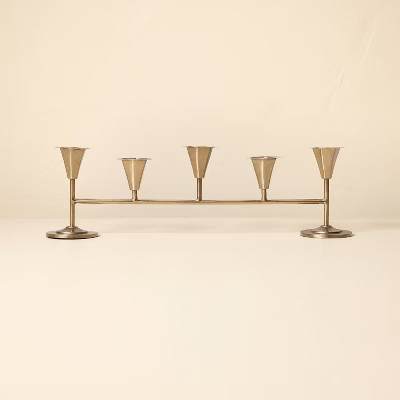 20" Metal Tabletop Taper Candelabra Brass Finish - Hearth & Hand™ with Magnolia | Target