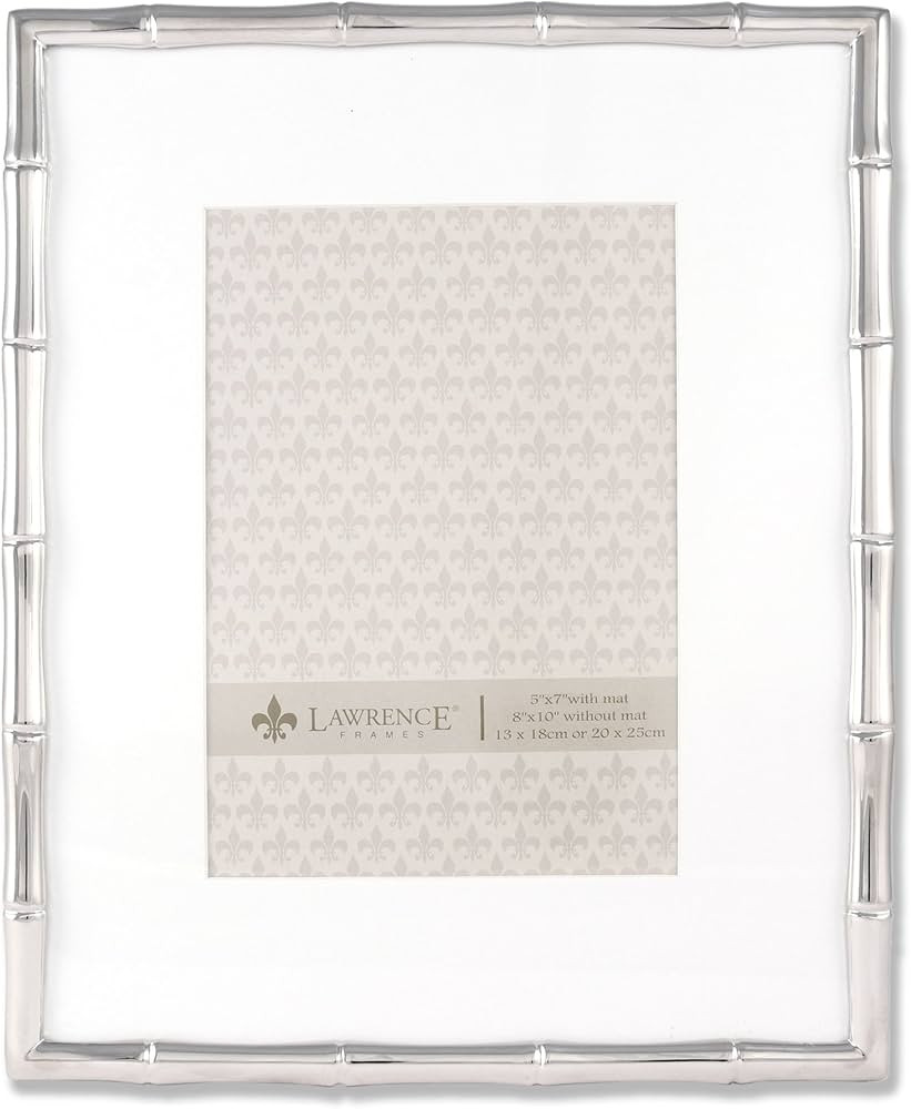 Lawrence Frames Bamboo Design Metal Frame, 8x10, Matted 5x7, Silver | Amazon (US)