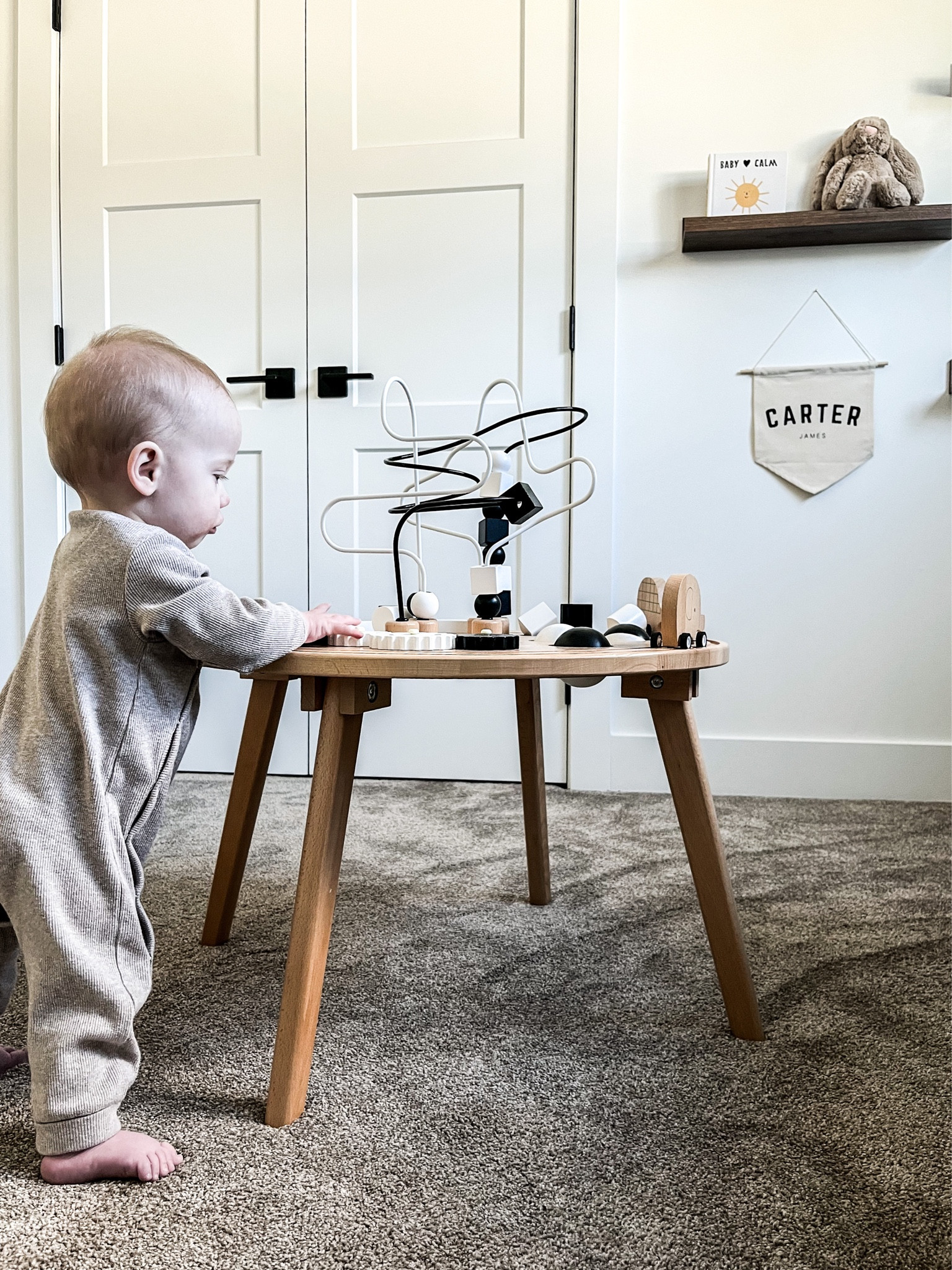 B A B Y / just came across a similar tuxedo activity table on sale for 50% off 👏🏻 SUCH a great gift idea. Ours is from Crate & Barrel, the twinning table is from Coco Village 

baby/toddler | splurge | save | black white wood | neutral nursery | playroom

#LTKhome #LTKbaby #LTKfamily