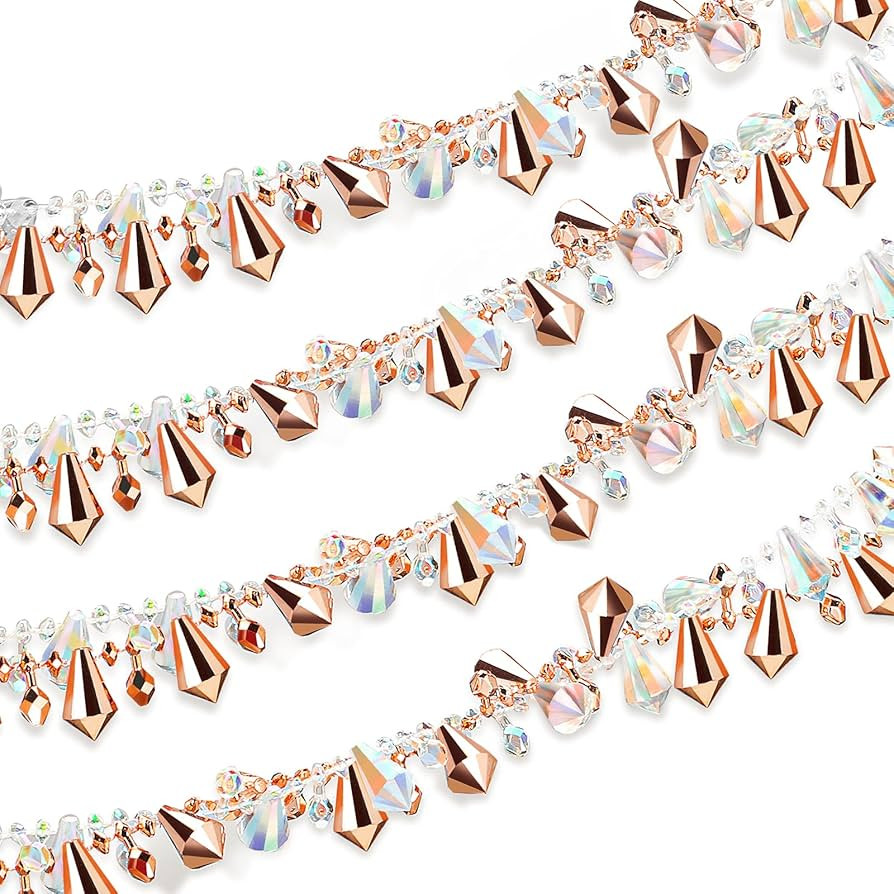 Aoriher 80 Feet 4 Rolls Christmas Tree Bead Garlands Crystal Garland Acrylic Ornaments Twist Bead... | Amazon (US)