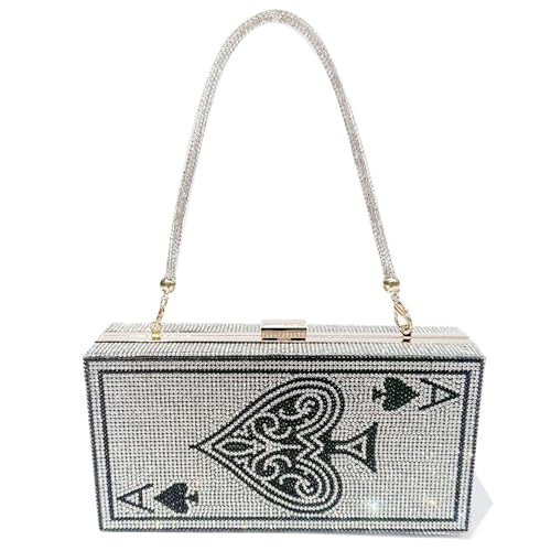 MAYIFDO Diamond Sliver Crystal Evening Bag Rhinestone Bling Handbags Ace of Spades Purses Poker Card Clutch For Party. | Amazon (US)