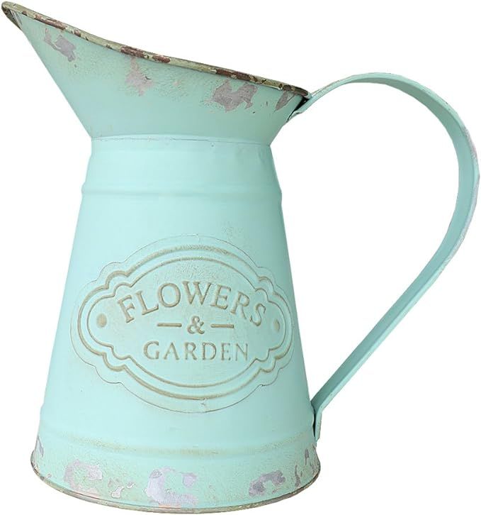 VANCORE Shabby Chic Metal Jug Vase Pitcher Flower Holder for Home Decoration | Amazon (US)