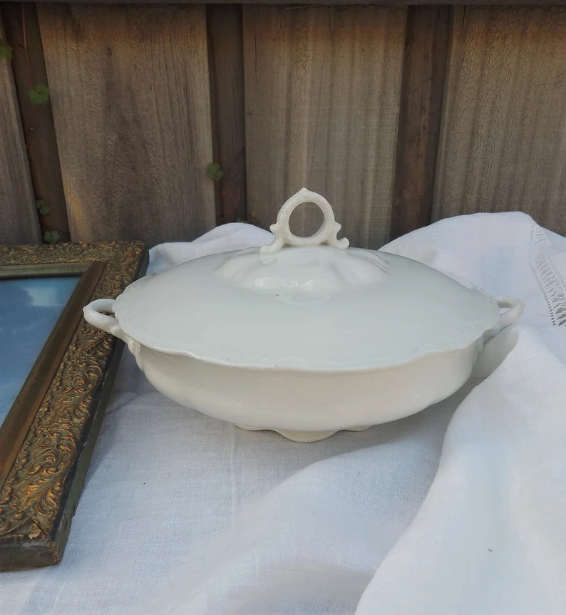 Antique Alfred Meakin White Tureen, Dining and Serving Dish With Lid, C. 1910 - Etsy | Etsy (US)
